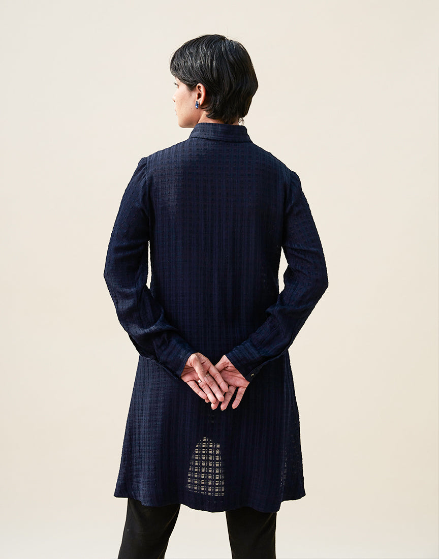 Blue Classic Collar Shirt Dress