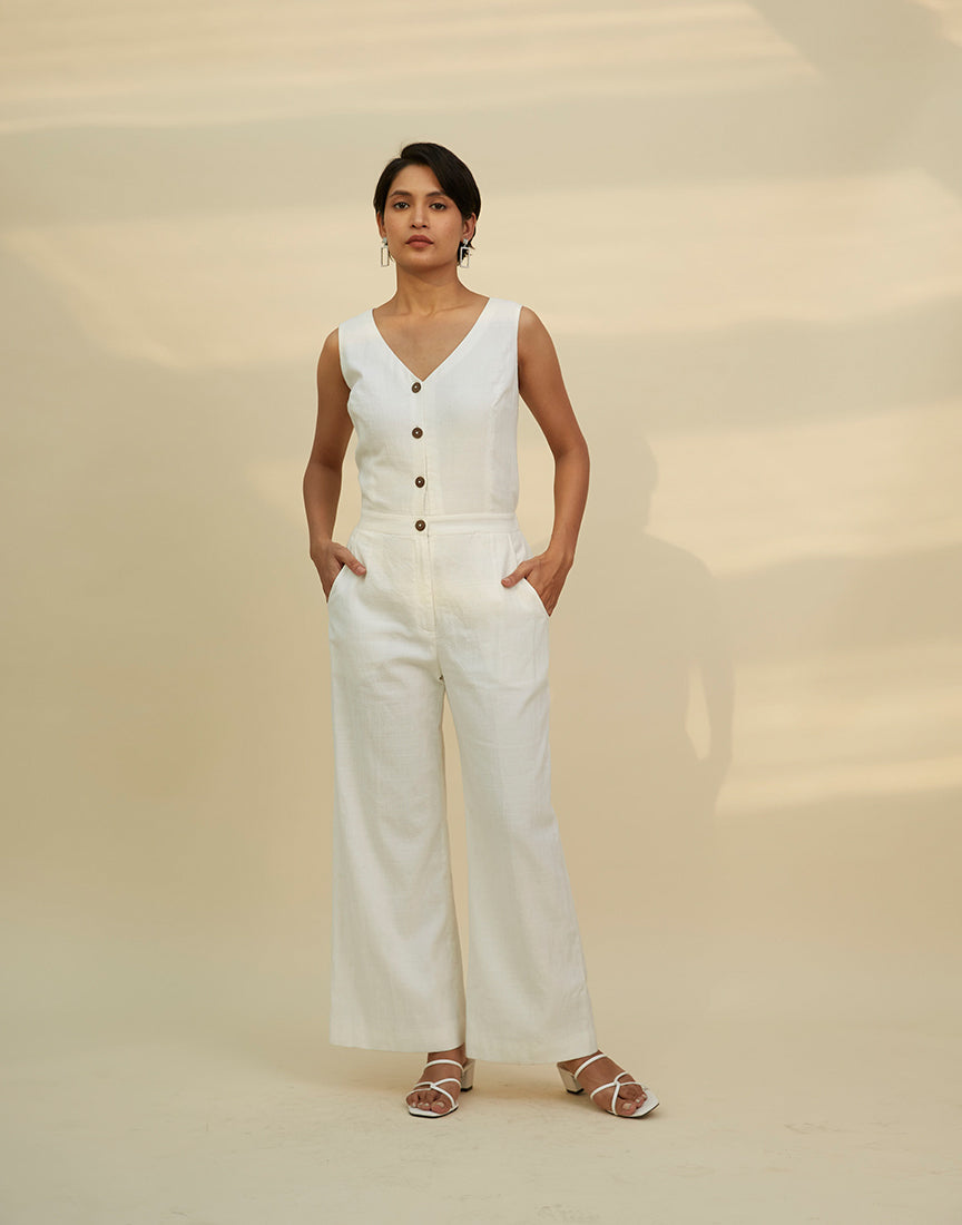 White Cotton Jumpsuit