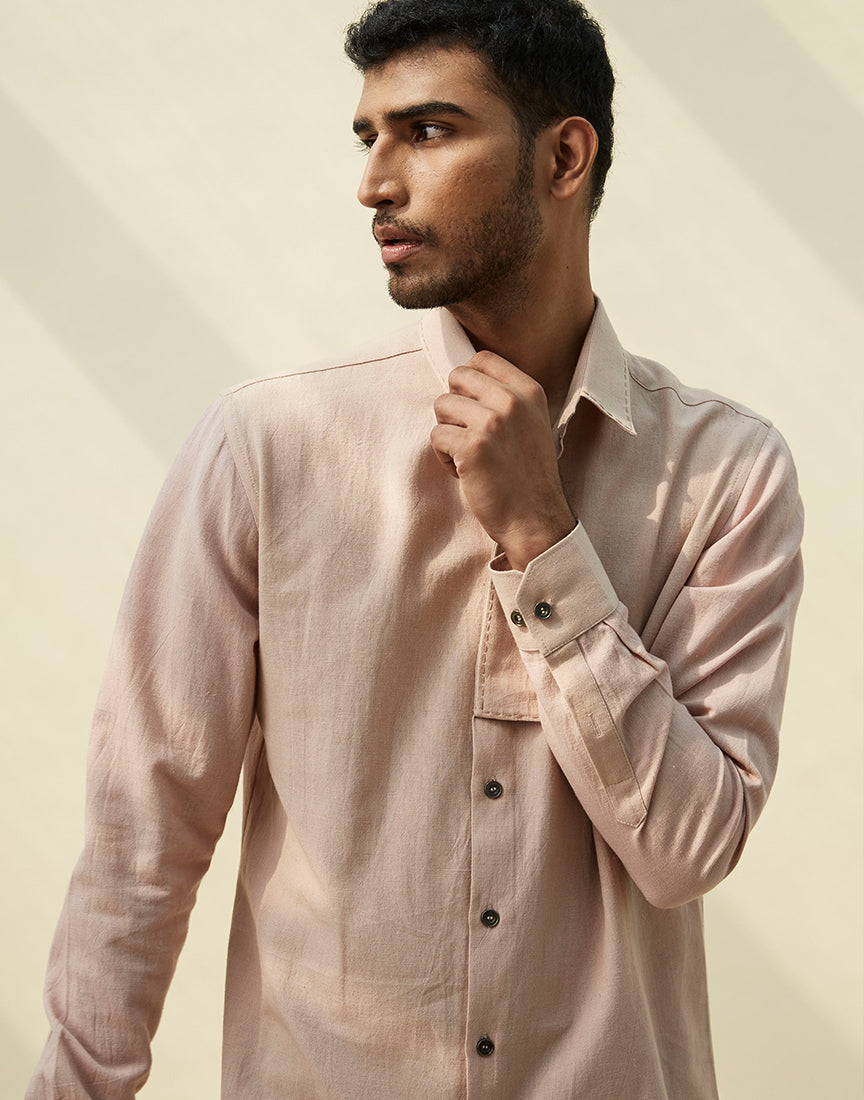 Beige Khadi Saddle Stitch Shirt