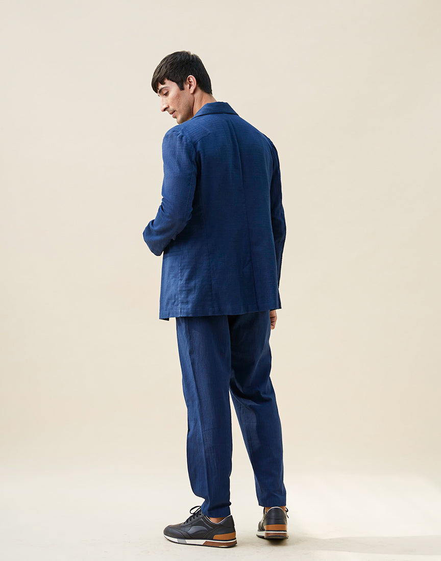 Blue Khadi Shacket Co-ords
