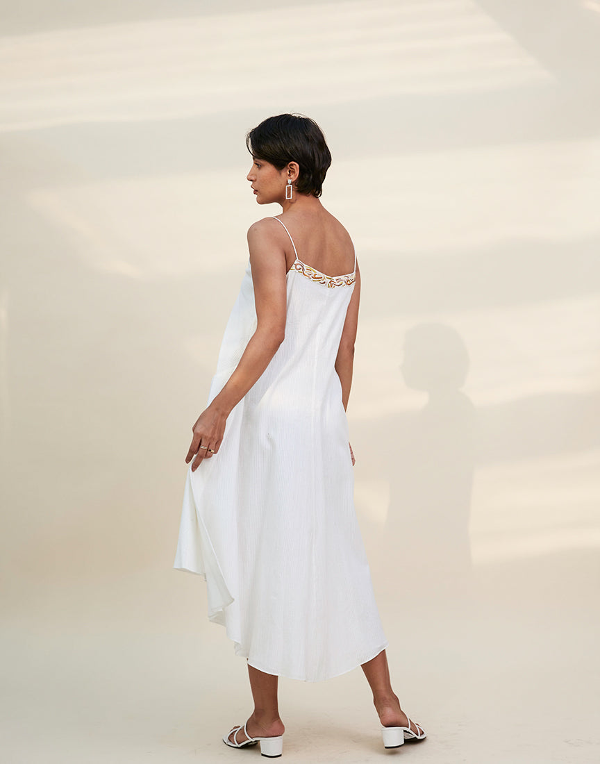 White Cotton A-Line Dress