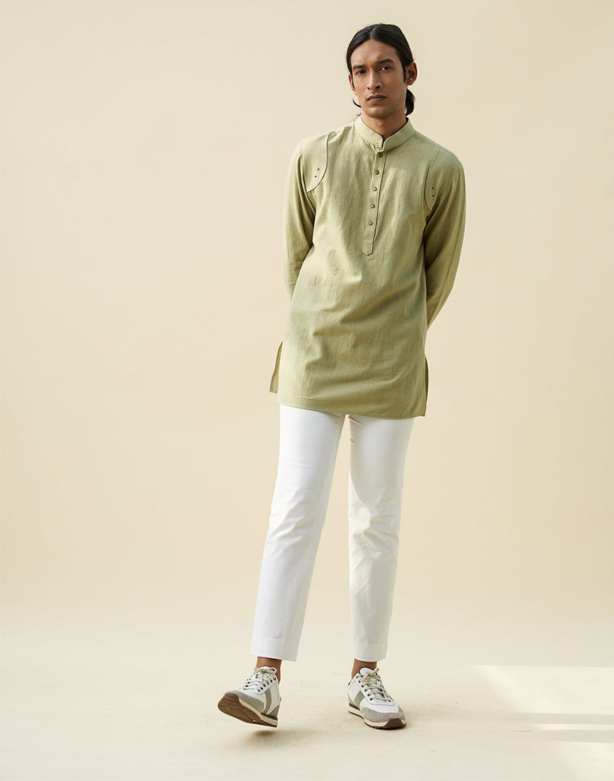 Green Khadi Short Kurta