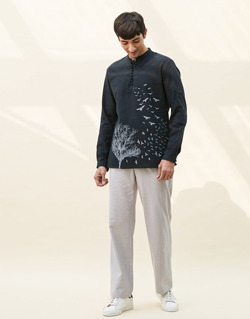 Black & Grey Khadi Block Print Co-ords