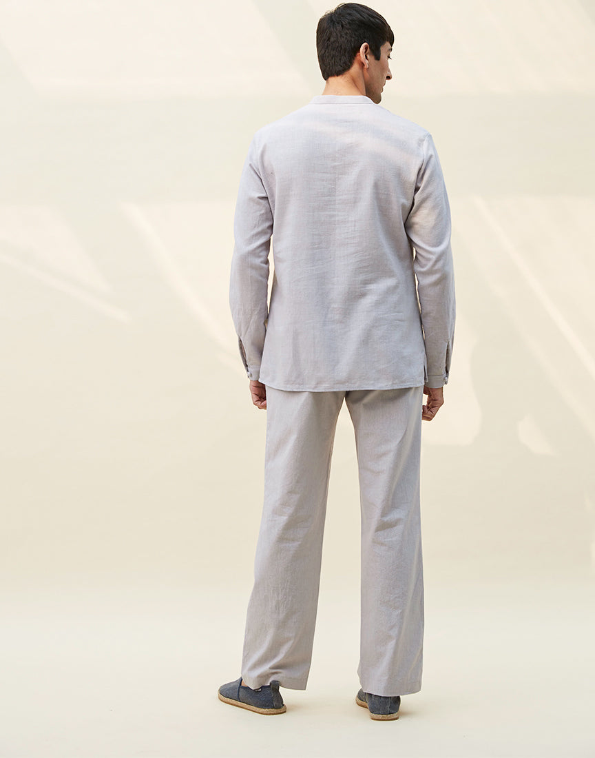 Grey Khadi Block Print Co-ords
