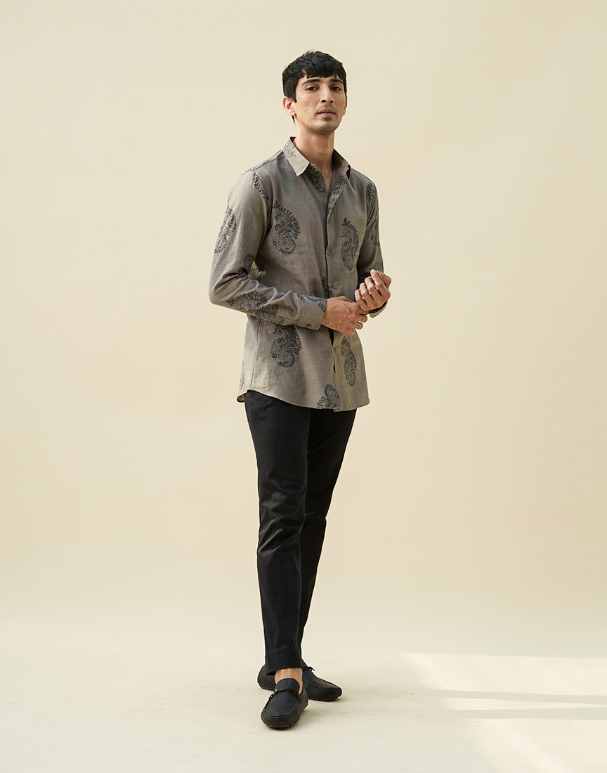 Grey Block Print Shirt