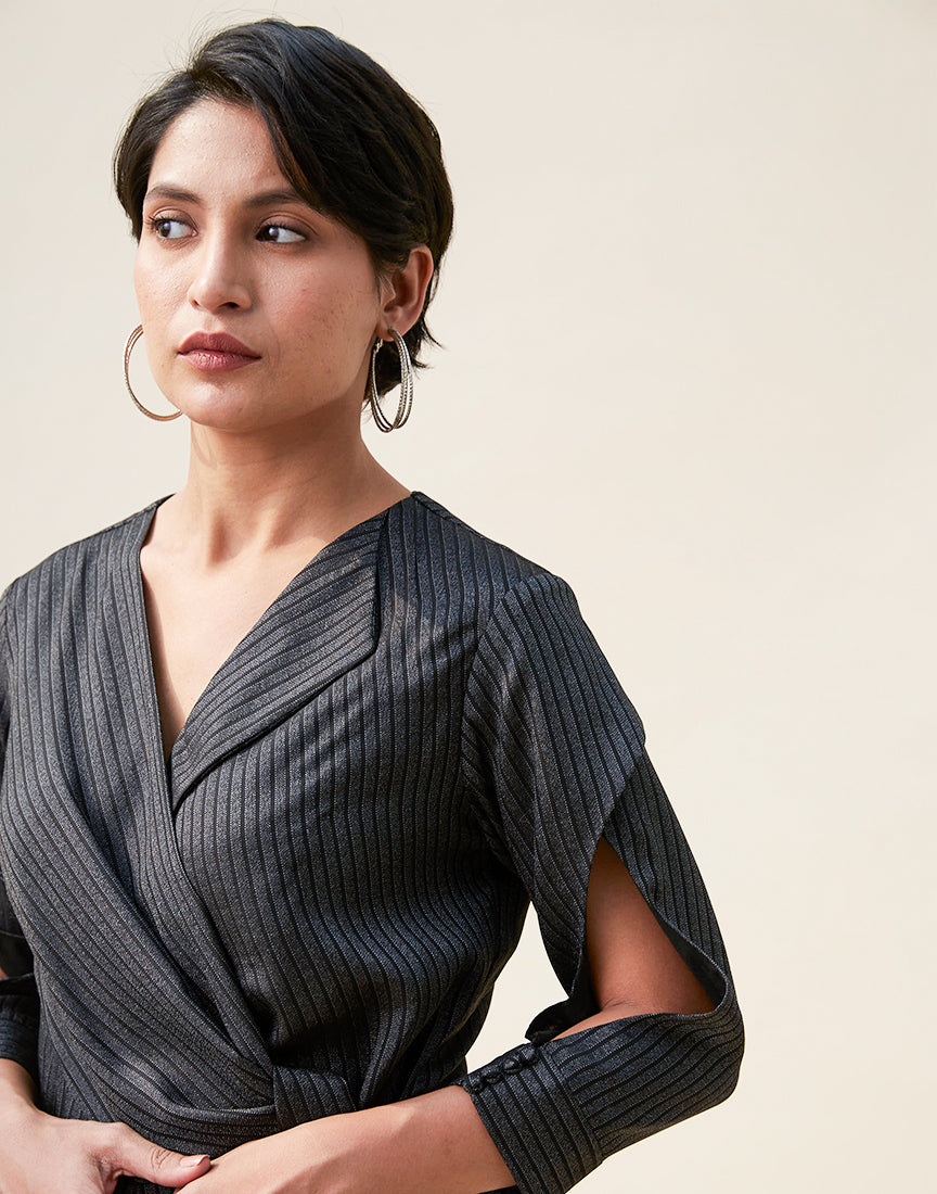Black Front Open Dress