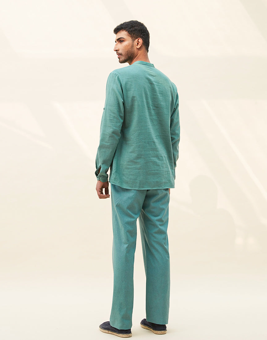 Sea Green Khadi Block Print Co-ords