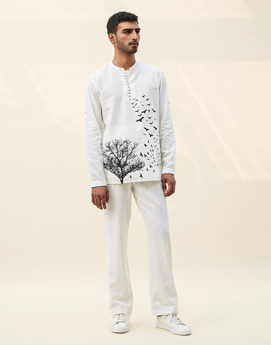 White Khadi Block Print Co-ords