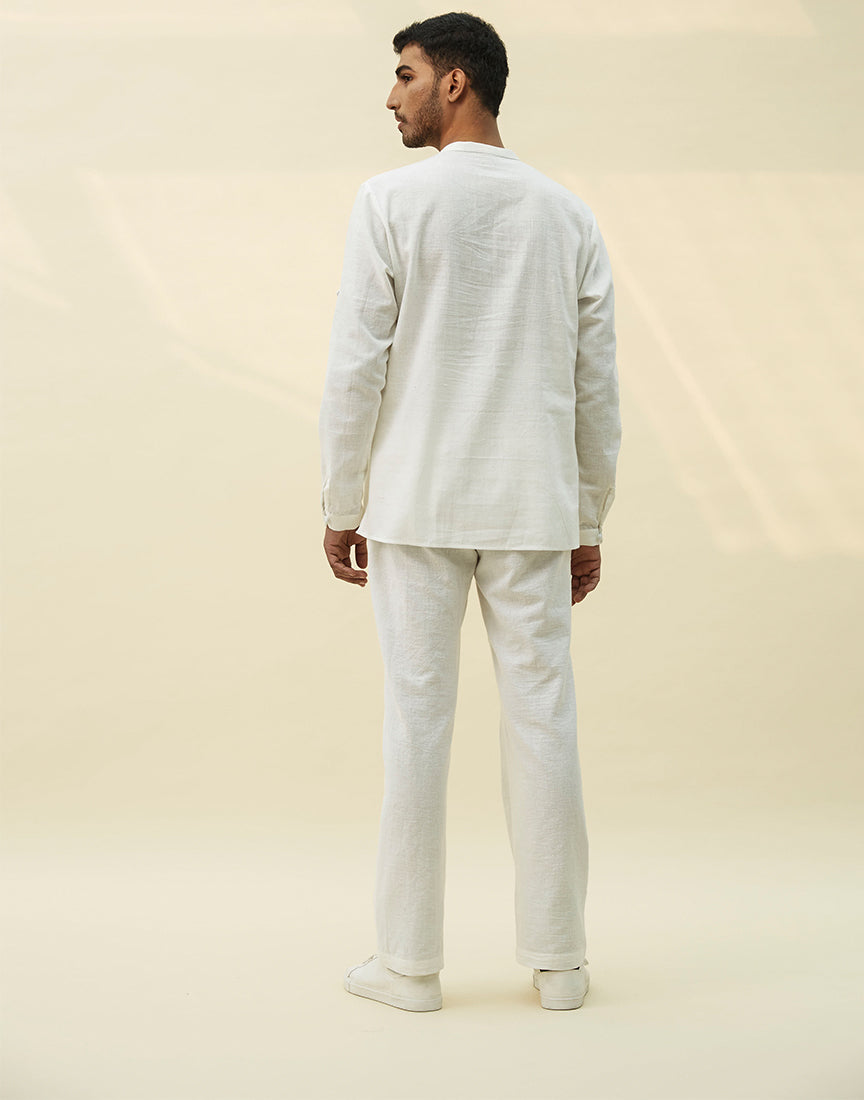White Khadi Tunic With Block Print