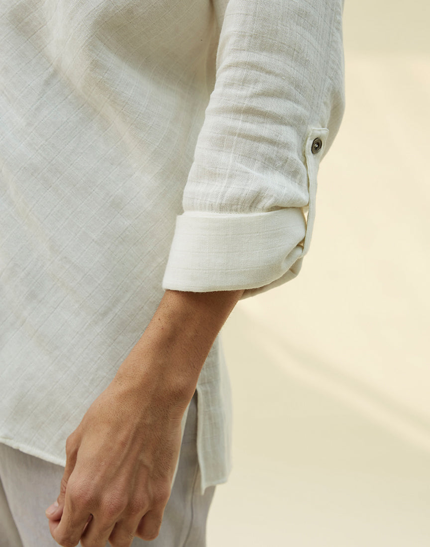 White Khadi Cowl Neck Tunic