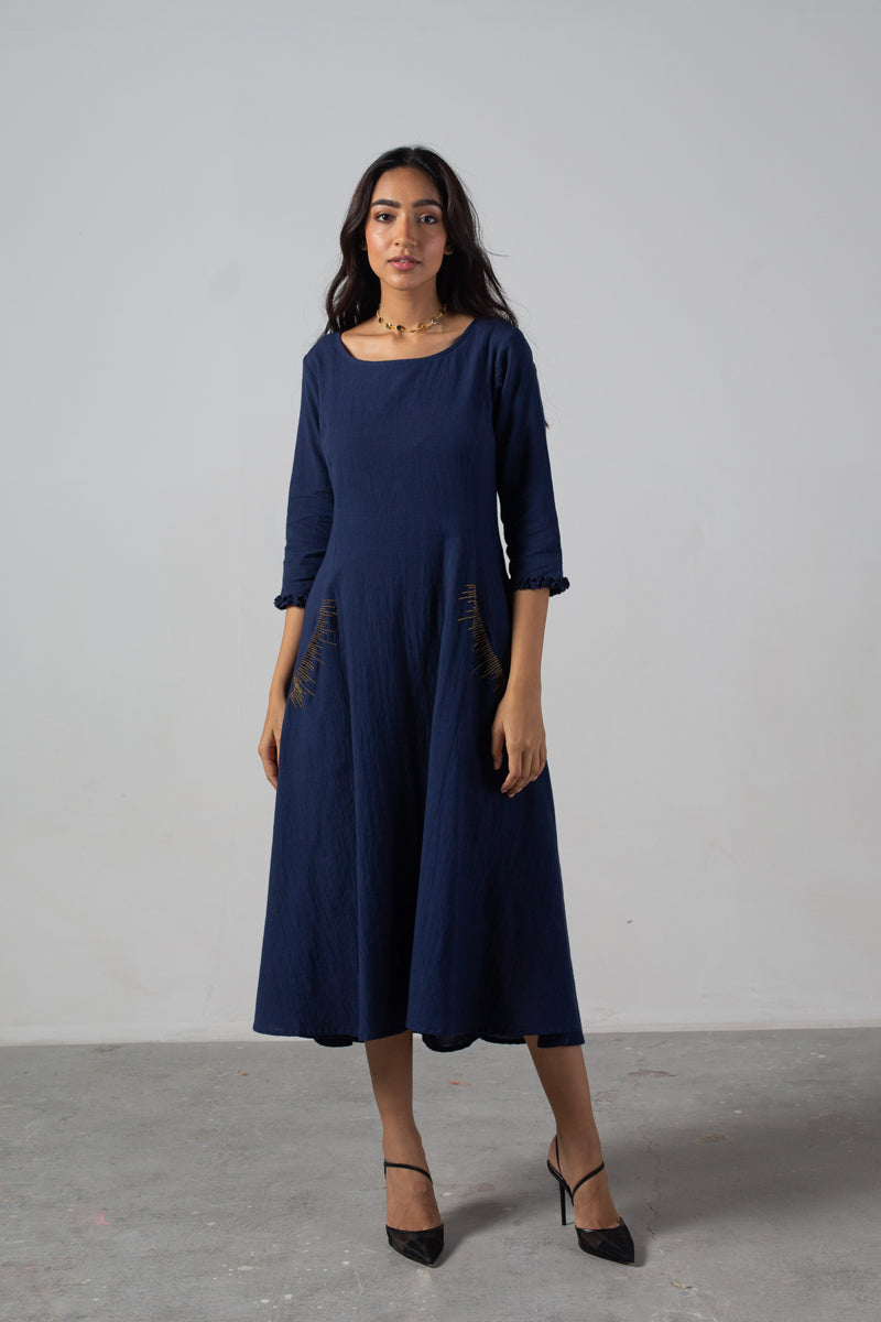 Blue dress cut panels with pocket