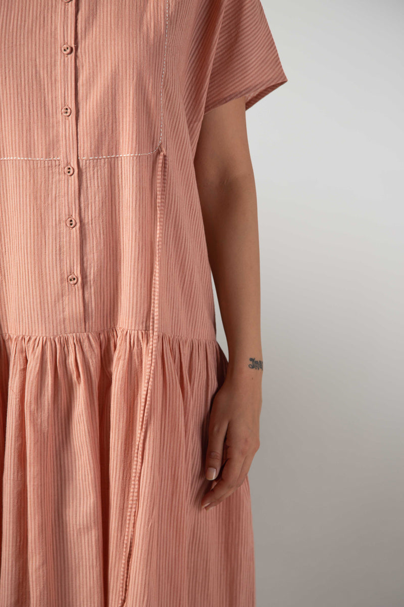 Old rose dress with saddle stitch