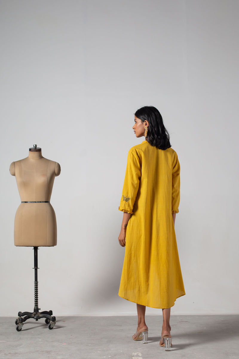 Yellow dress with front yoke