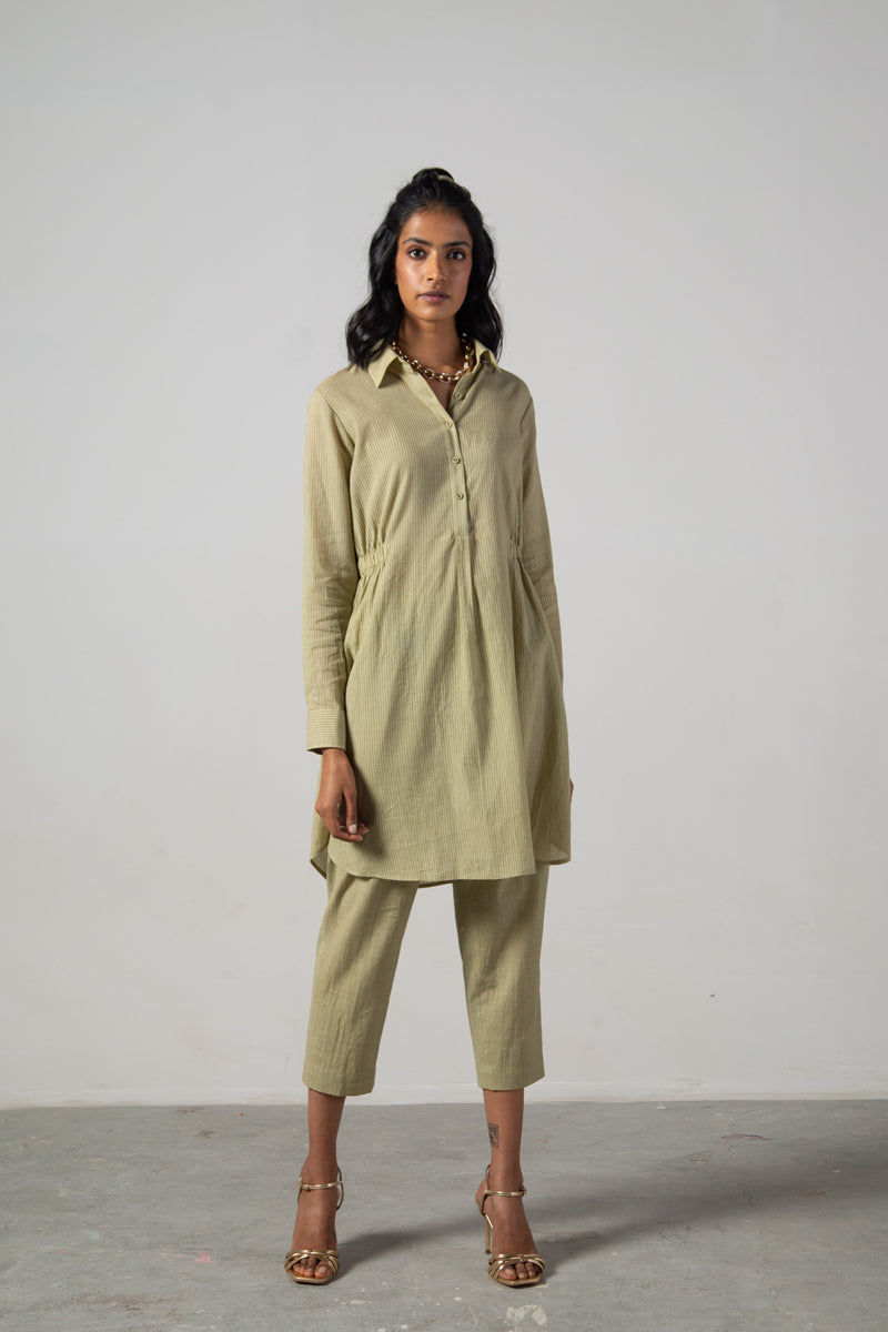 Green gather top