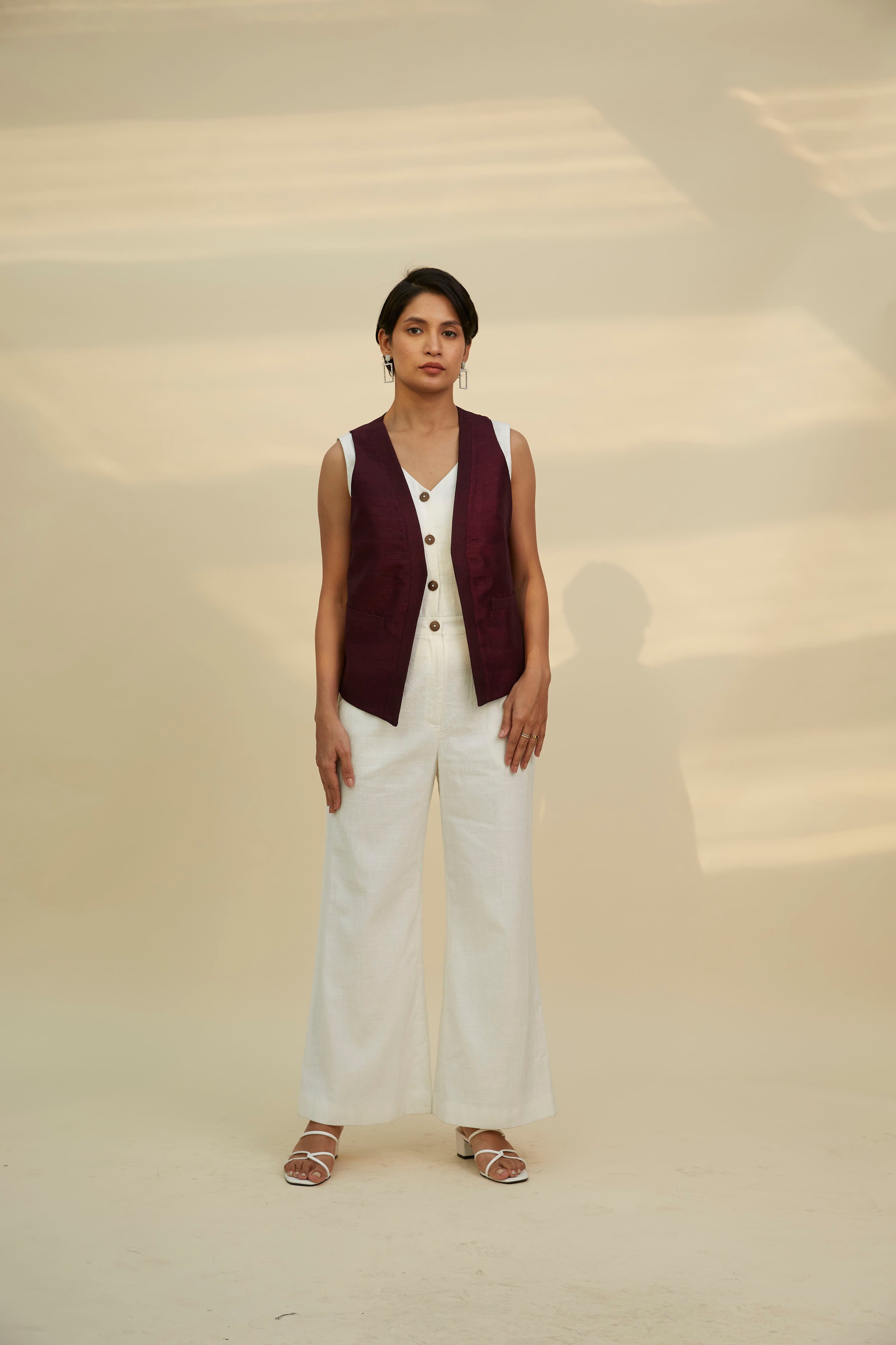Wine Chanderi Jacket