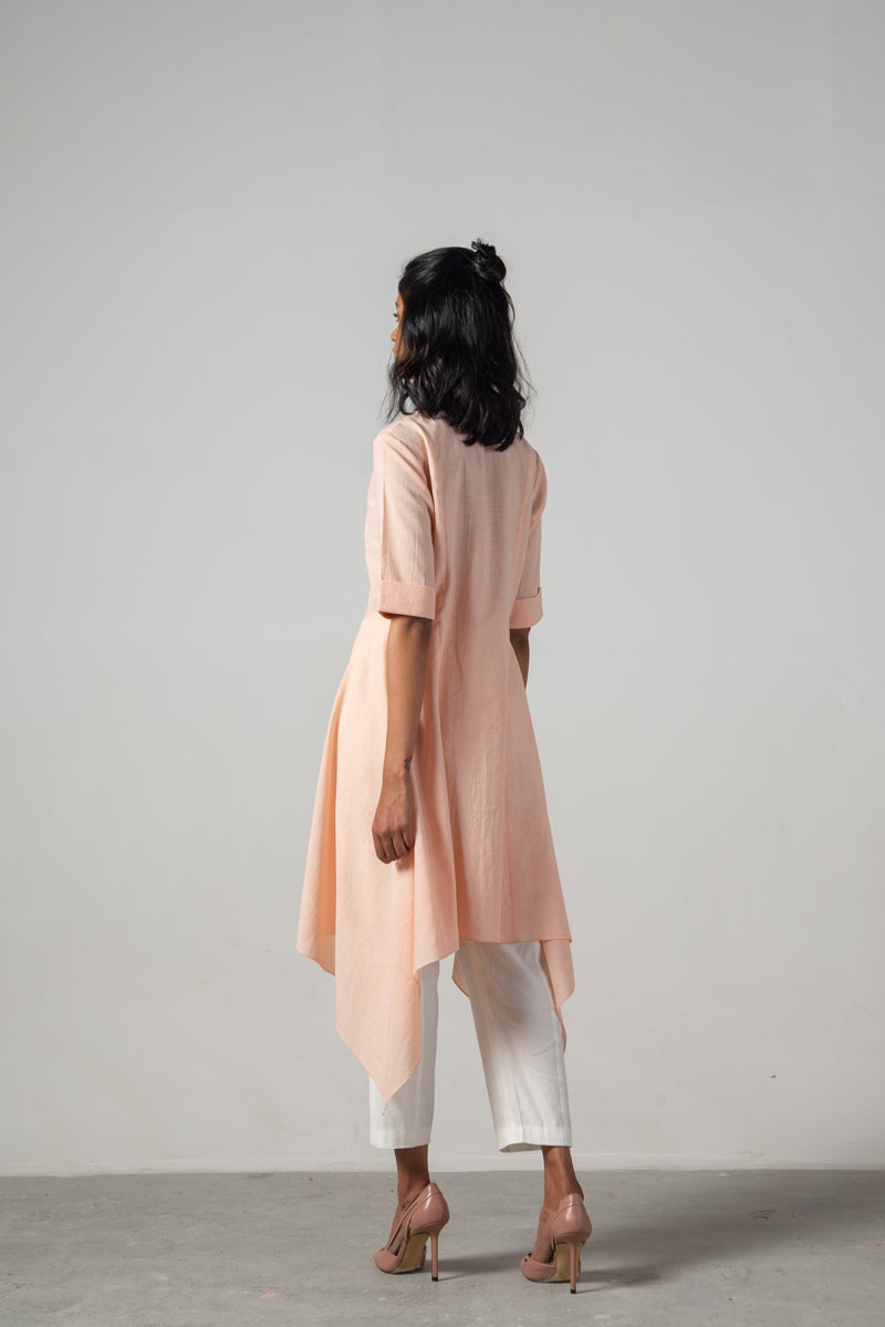 Pink tail dress with sequins yoke