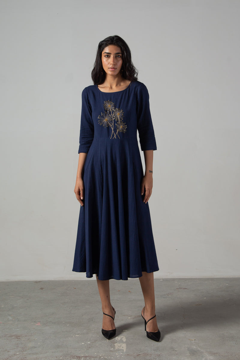 Blue dress  with mullti panels