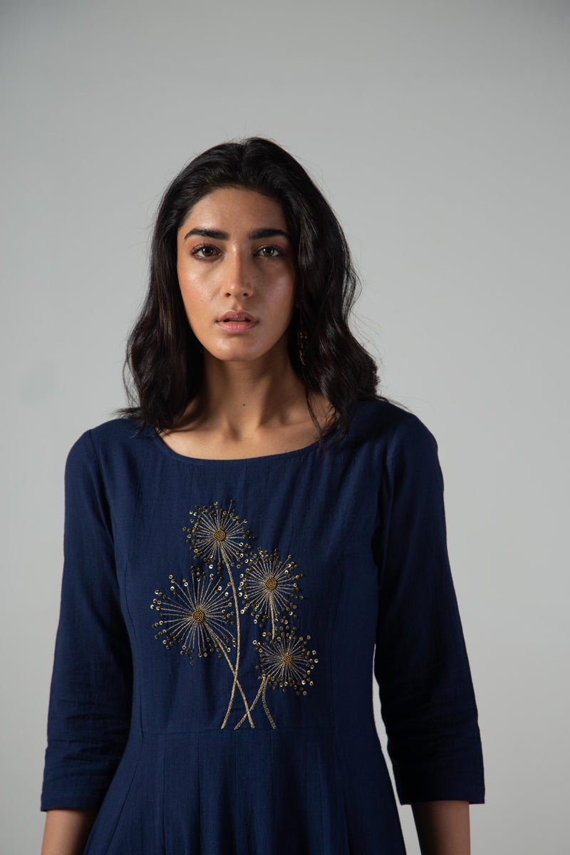 Blue dress  with mullti panels
