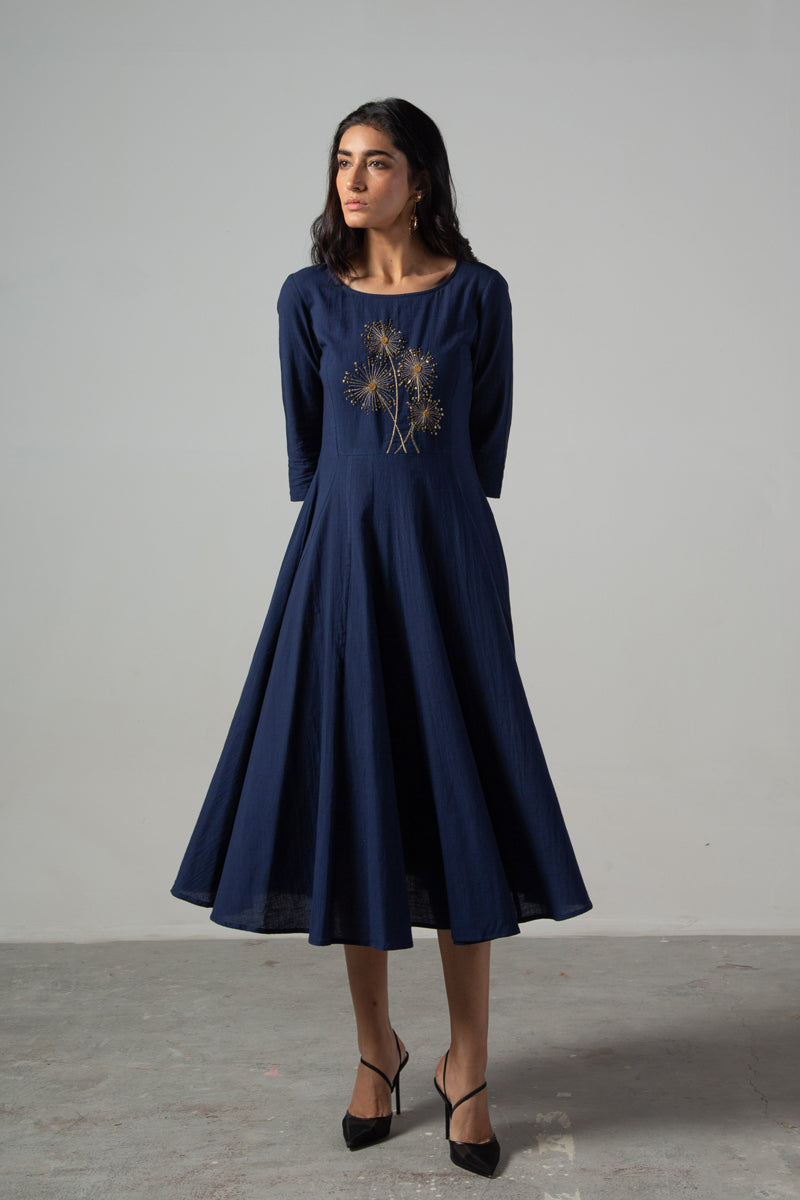 Blue dress  with mullti panels