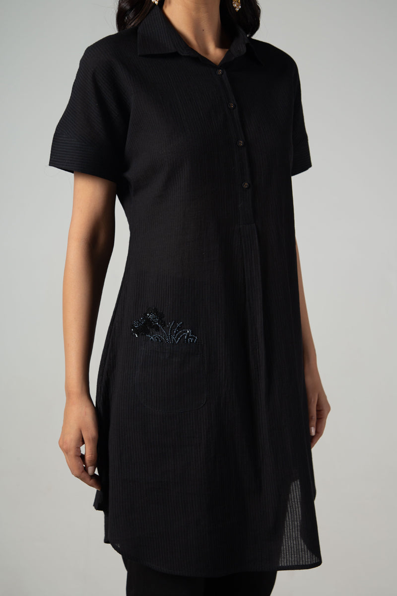 Black top with patch pocket