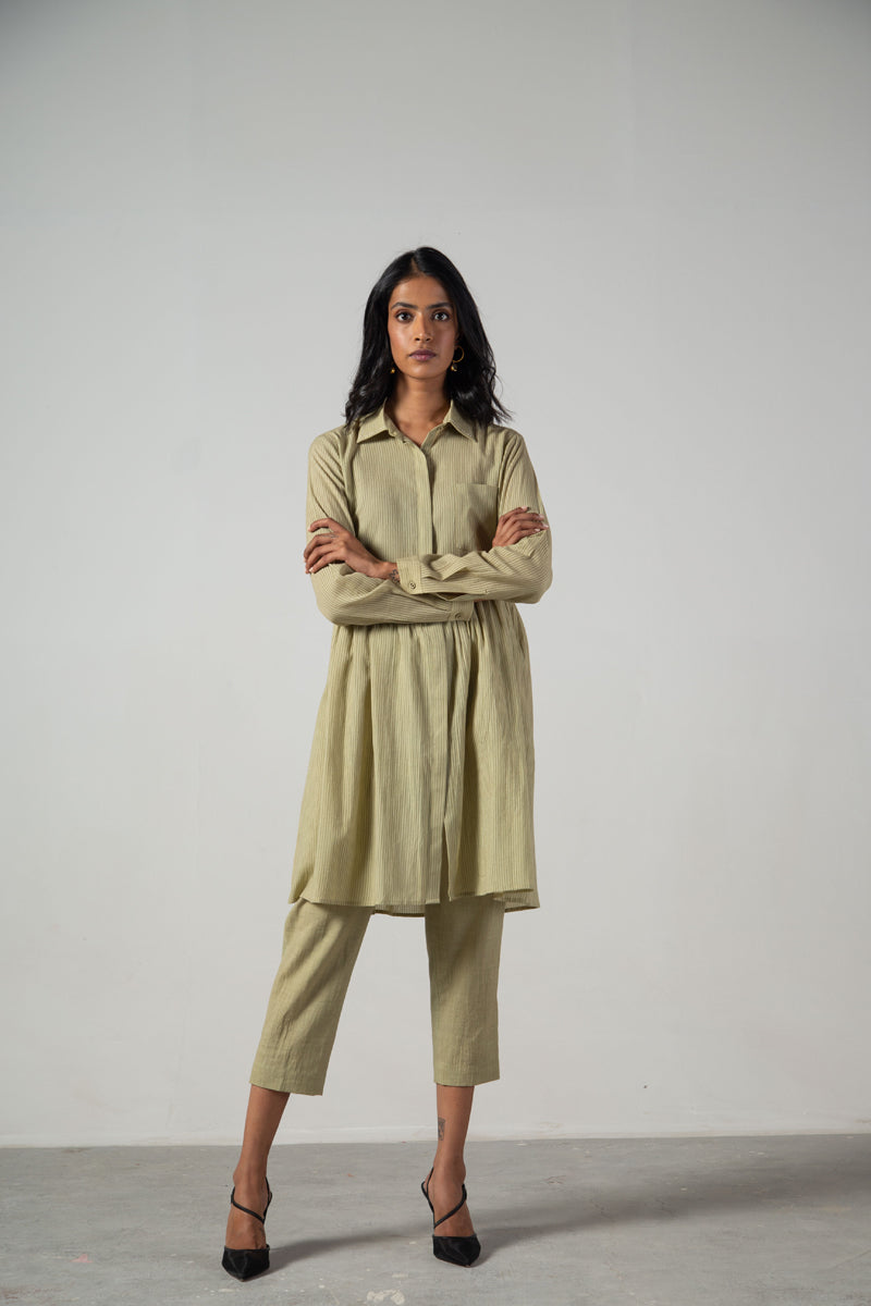 Green long gather shirt