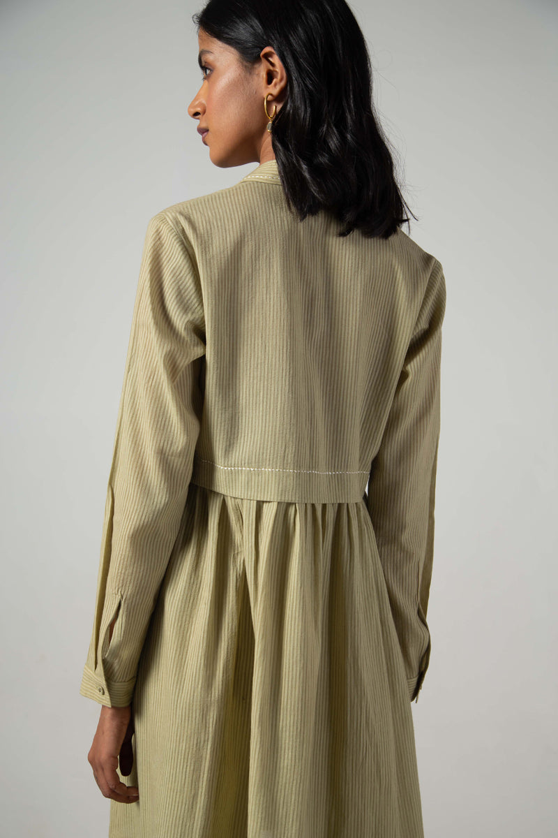 Green long gather shirt