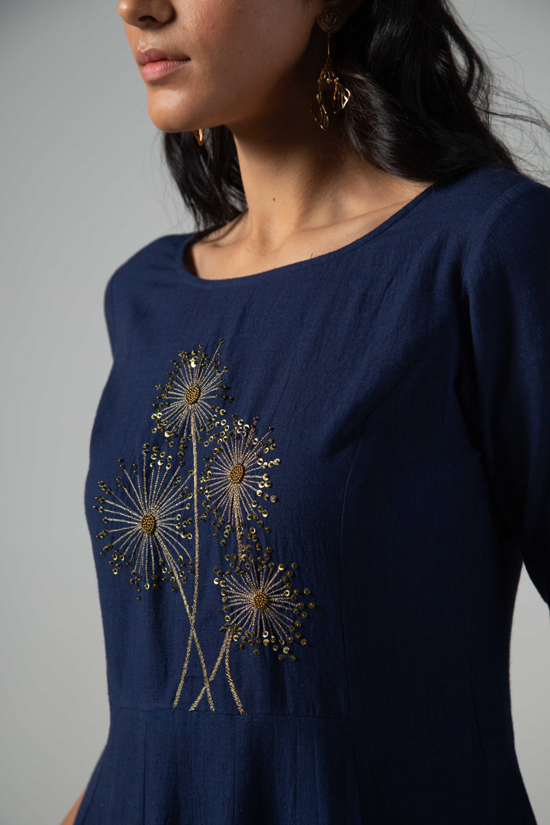Blue dress  with mullti panels