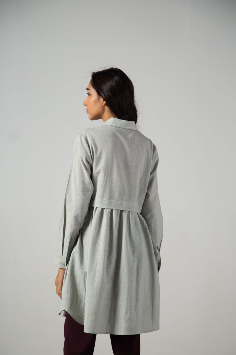 Grey long gather shirt