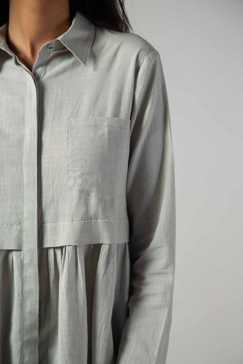 Grey long gather shirt