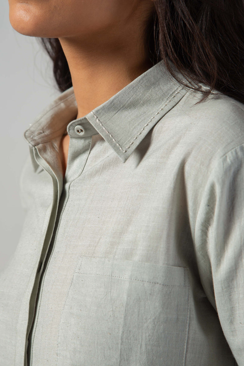 Grey long gather shirt