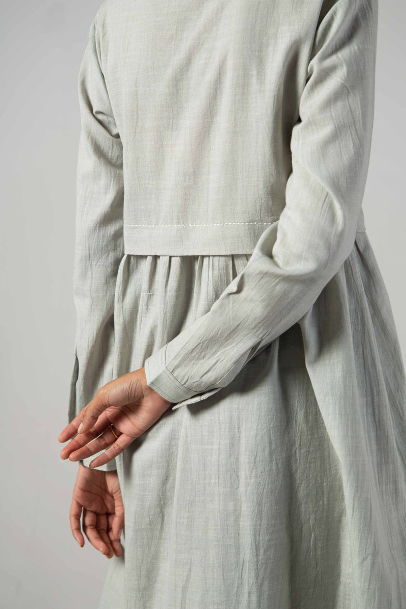 Grey long gather shirt